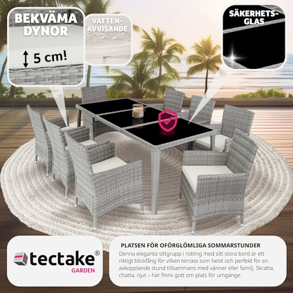 tectake Matgrupp Menorca i konstrotting Ljusgrå