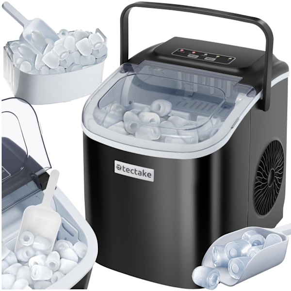 tectake Ismaskin Arctic, 1,2 L, 2 isbitsstorlekar Svart