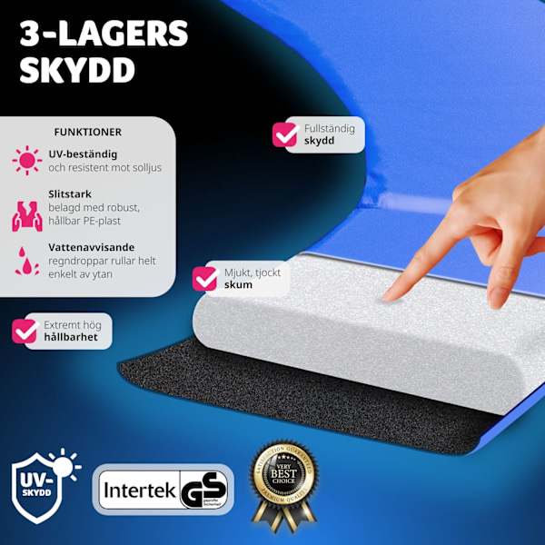 tectake Studsmatta Garfunky med skyddsnät , upp till 80 kg - 244 cm Blå
