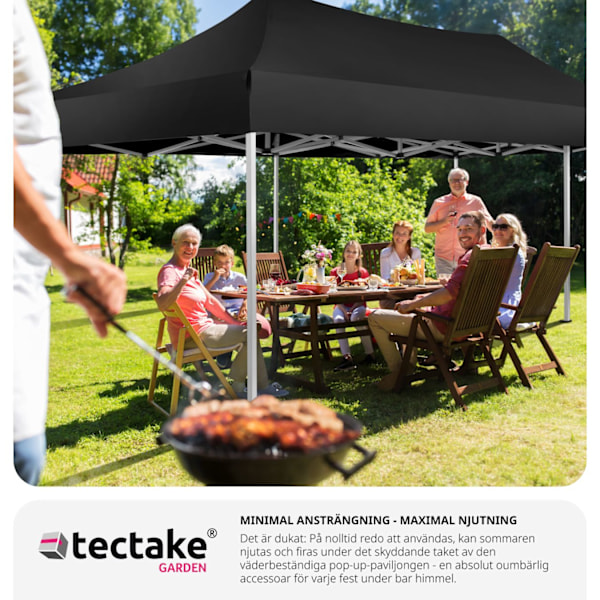 tectake Hopfällbar partytält Viola 3x6 m med 4 sidodelar Svart