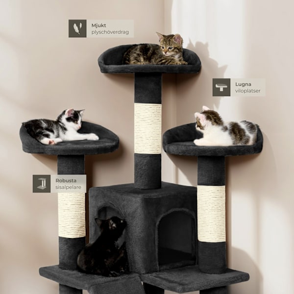tectake Katt klösträd, klösmöbel Mogli Svart