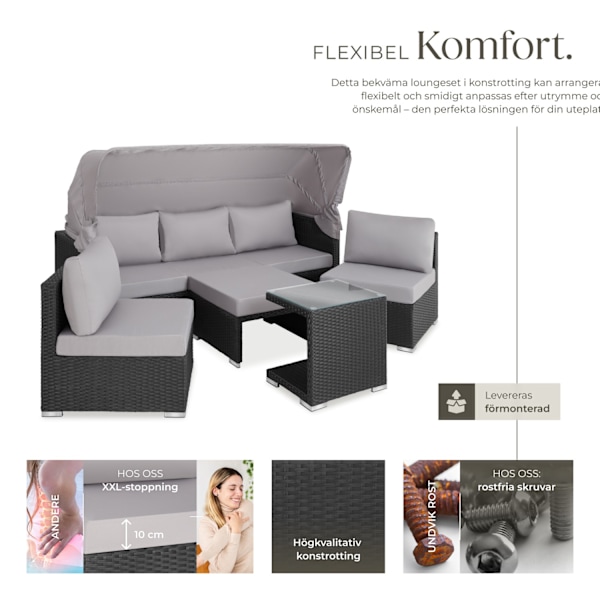 tectake Loungegrupp - Konstrotting  San Marino Svart