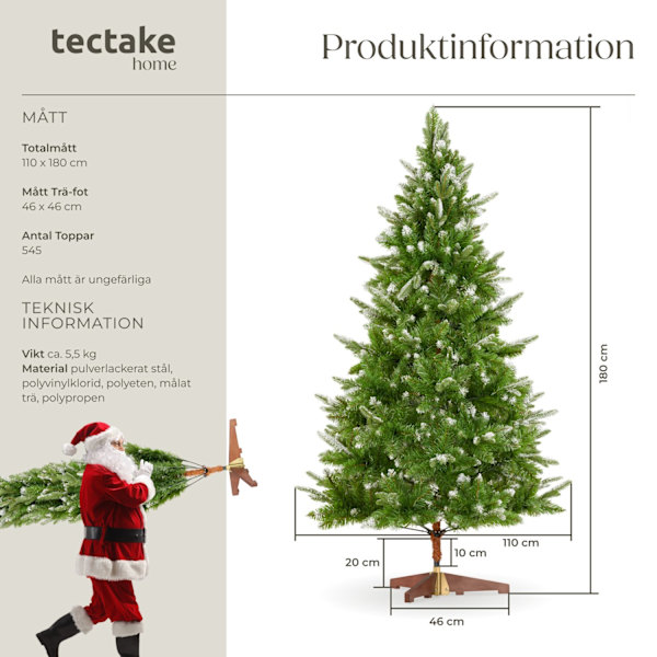 tectake Julgran konstgjord Blitzen, 180 cm, sprutgjutna granbarr Grön