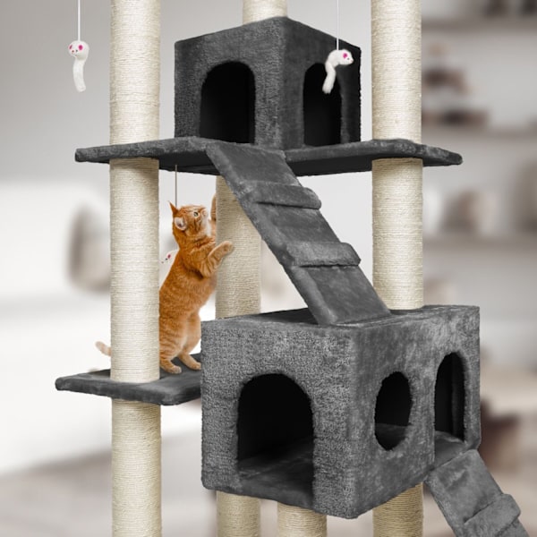 tectake Klösträd katt Knuti Grafitgrå