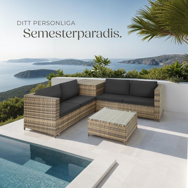 tectake Loungeset Siena i konstrotting Mörkgrå