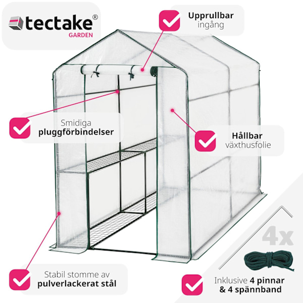 tectake Växthus med presenning Vit
