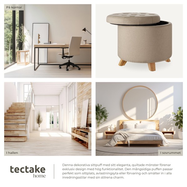 tectake Sittpuff med förvaringsutrymme Suna Sand