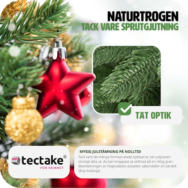 tectake Konstgjord julgran, naturtrogen design och formsprutade granbarr - 140 cm Grön