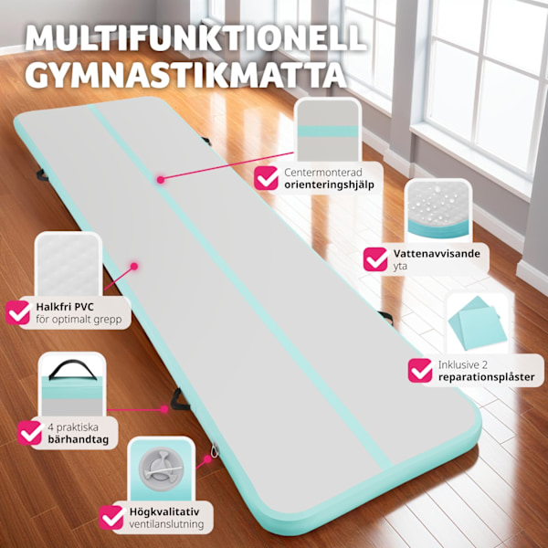 tectake Uppblåsbar träningsmatta AirFlexy med elektrisk luftpump Blå