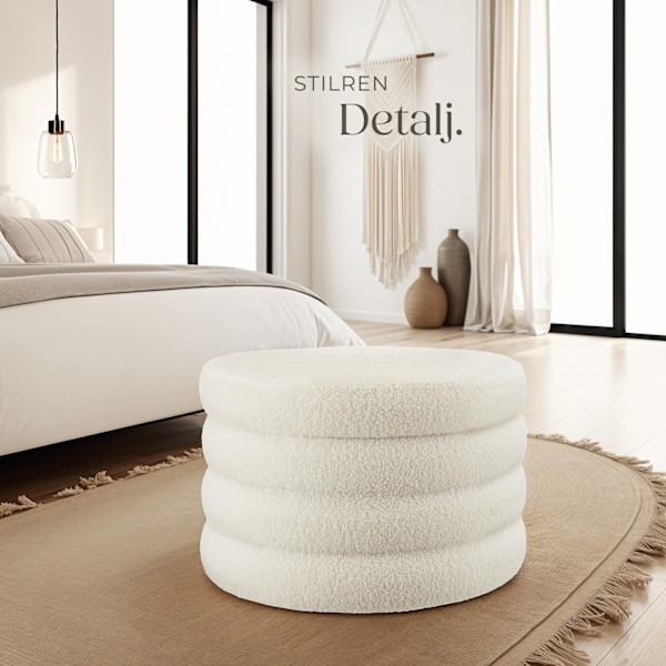 tectake Sittpuff med förvaringsutrymme Altu XL Bouclé cremevit