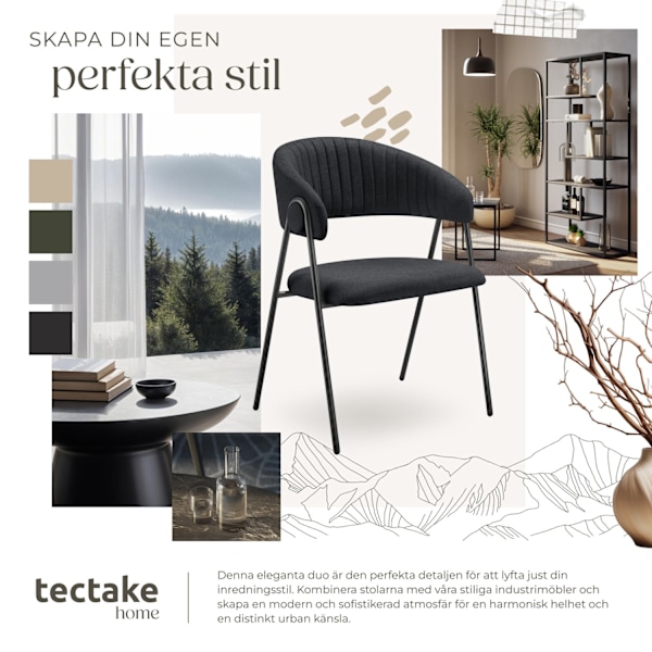 tectake Bedano fåtölj, stoppad, väv, 150 kg -  Uppsättning av 2 Svart