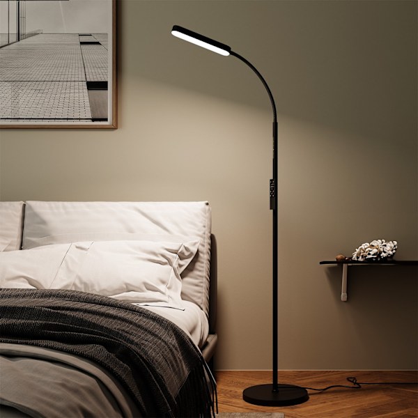tectake Golvlampa Prisma LED, 5 ljuslägen, 12 W, dimbar Svart