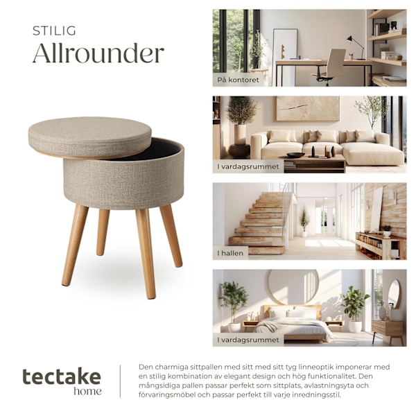 tectake Sittpuff med förvaringsutrymme Yara Sand