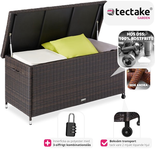 tectake Dynbox Kiruna med lock Brun