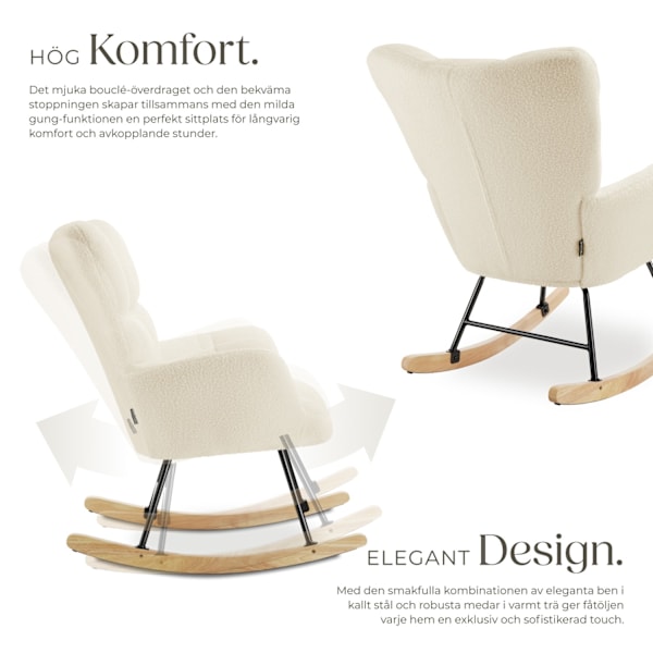 tectake Gungstol Torve i bouclétyg med trämedar Beige