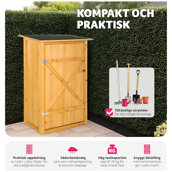 tectake Trädgårdsskåp med platt tak Brun