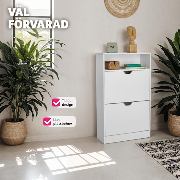 tectake Skoskåp Calea med 2 fällbara fack för 12 par skor Vit