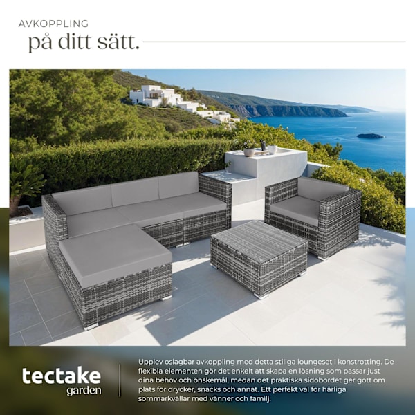 tectake Loungeset Milano i konstrotting grå
