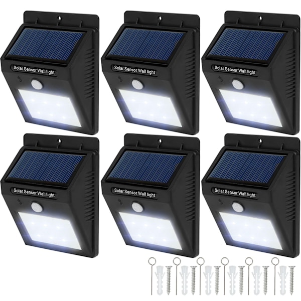 tectake 6 LED Solar vägglampor med rörelsedetektor Svart