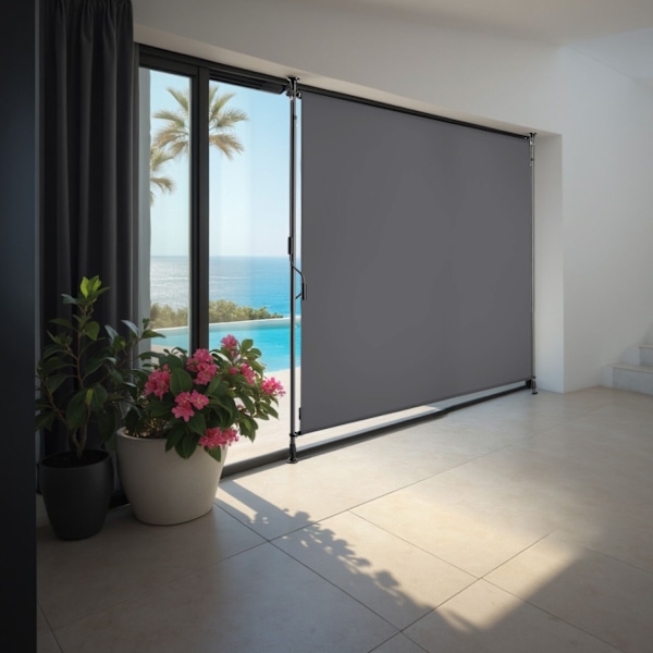 Markis Taija med handvev - 150 x 310 cm, svart Svart