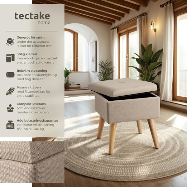 tectake Sittpuff med förvaringsutrymme Elva Sand