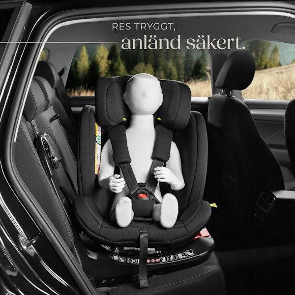 tectake Roterbar bilbarnstol Linus, i-Size godkänd, ISOFIX Ljusgrå