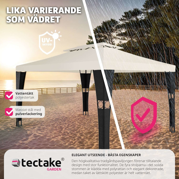 tectake Paviljong i konstrotting Mona 3x4m Grädde