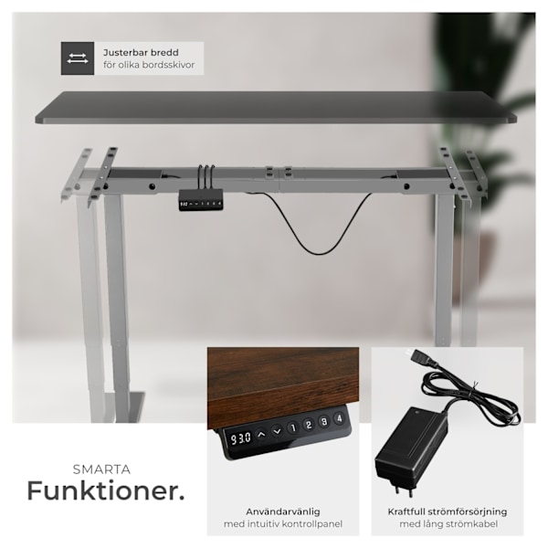 tectake Höj- och sänkbart skrivbord Twain grå