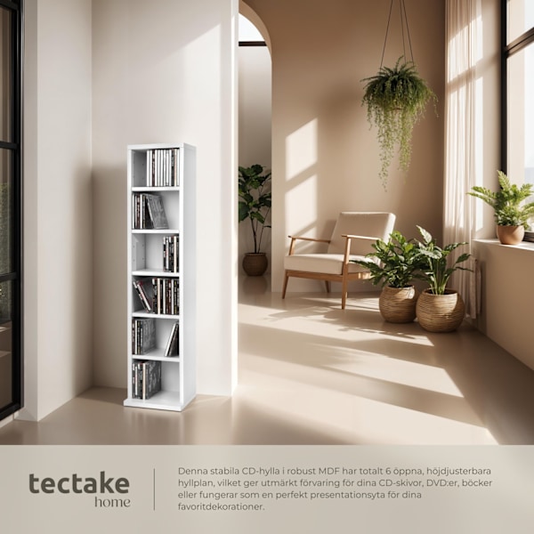 tectake CD-hylla för 102 CD-skivor Vit