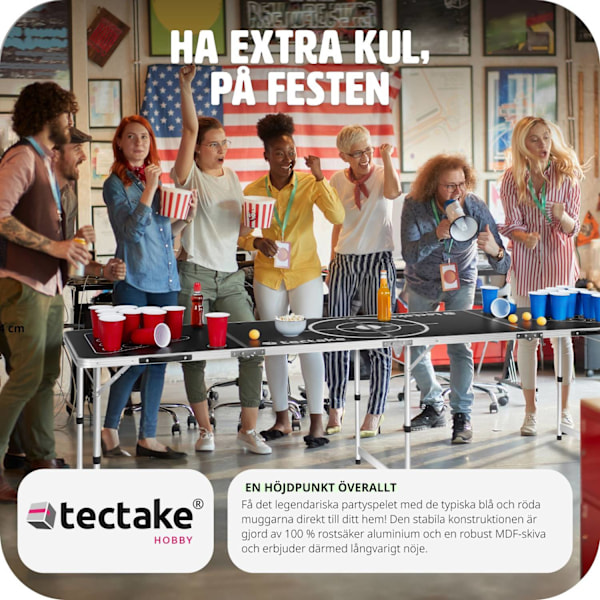 tectake Beerpong-bord Brew Battle, hopfällbar och höjdjusterbar Svart