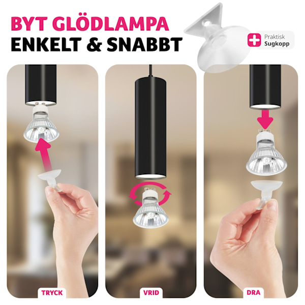 tectake Taklampa Lumea, 4-glödlampor, längdjusterbara kablar Svart