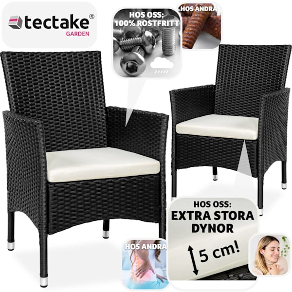 tectake 2 trädgårdsstolar i rotting Royan Beige