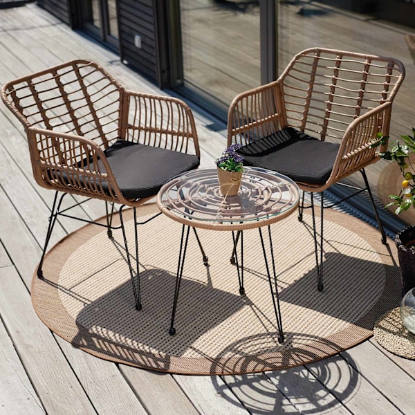 tectake Caféset i konstrotting Molfetta 2+1 Svart