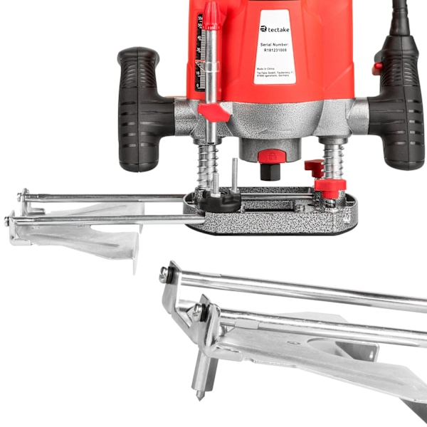tectake Överhandsfräs 1200W inklusive tillbehör Röd
