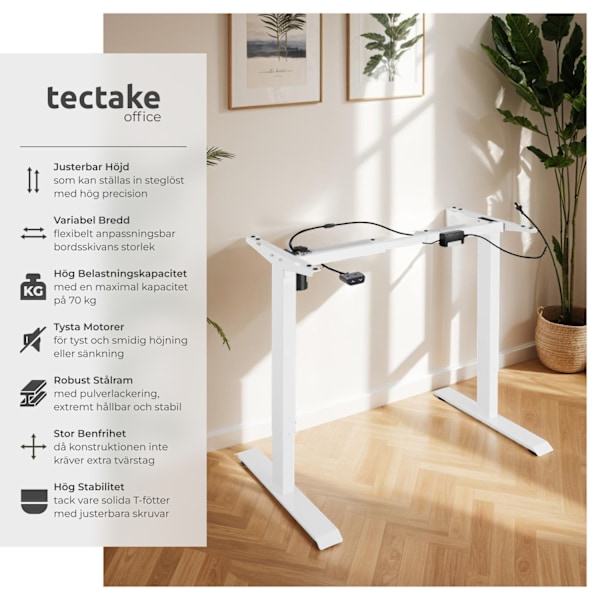 tectake Höj- och sänkbart skrivbordsstativ Yannick Vit
