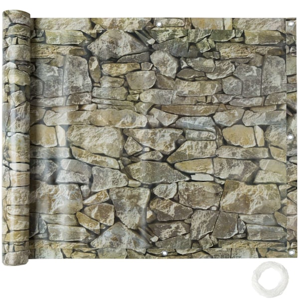 tectake Balkongskydd med metallförstärkta öglor, version 1 -  90 cm Stonegrey