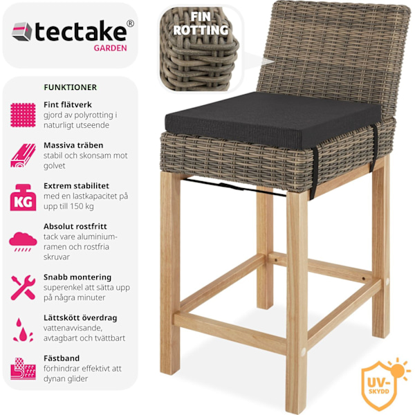 tectake Rotting barstol Latina Natur