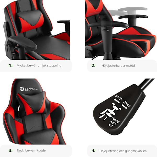 tectake Premium Gamingstol Twink Röd