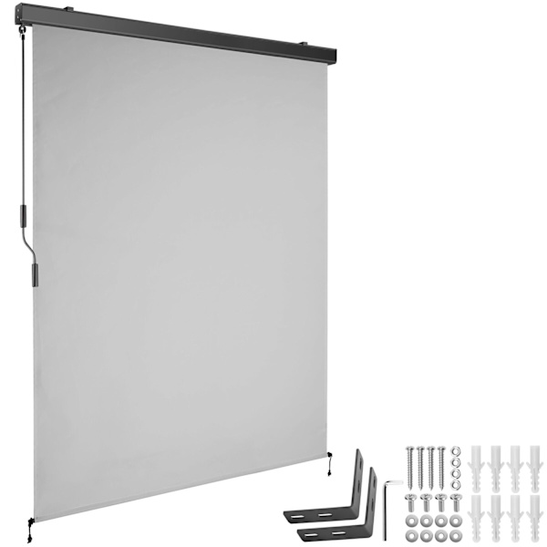 Vertikalmarkis Eloise med 2 väggfästen - 140 x 250 cm, ljusgrå Ljusgrå
