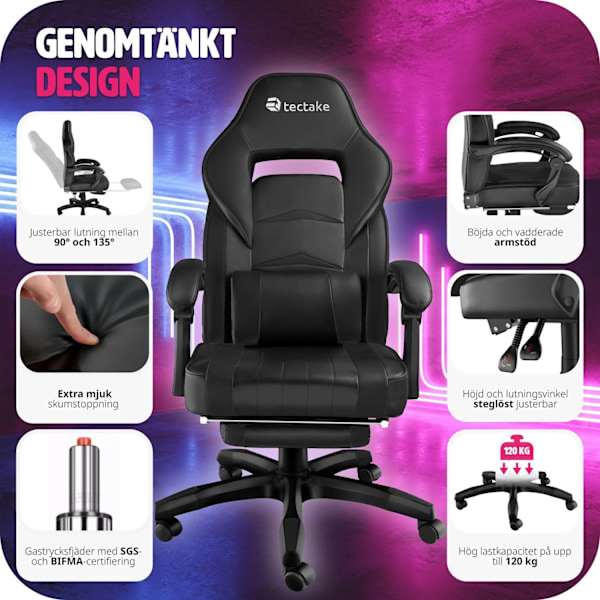 tectake Gamingstol Comodo Svart