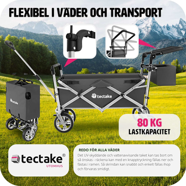 tectake Nico hopfällbar skrinda med bärväska, lastkapacitet 80kg grå
