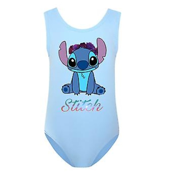 Flickor Barn Stitch Tryckt Monokini Baddräkt En Delig Cartoon Badkläder Baddräkt (7-8 År Himmelblå)