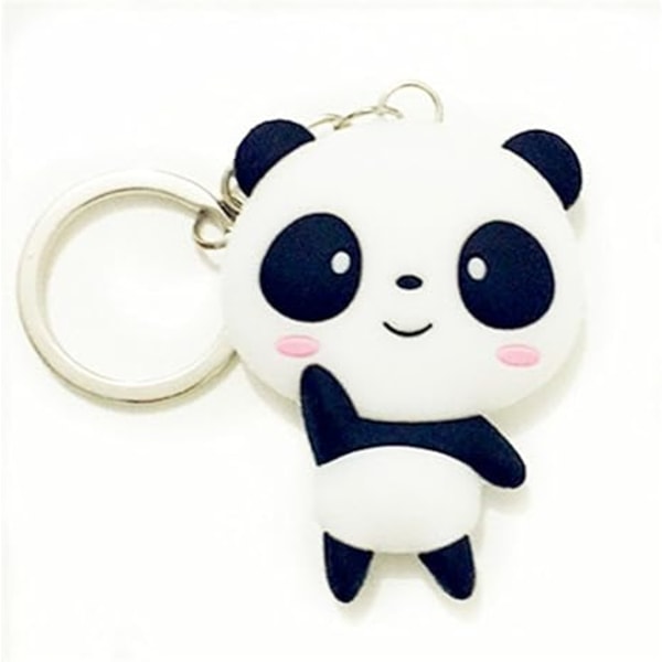 Silikon Panda Cartoon Nyckelring Hänge