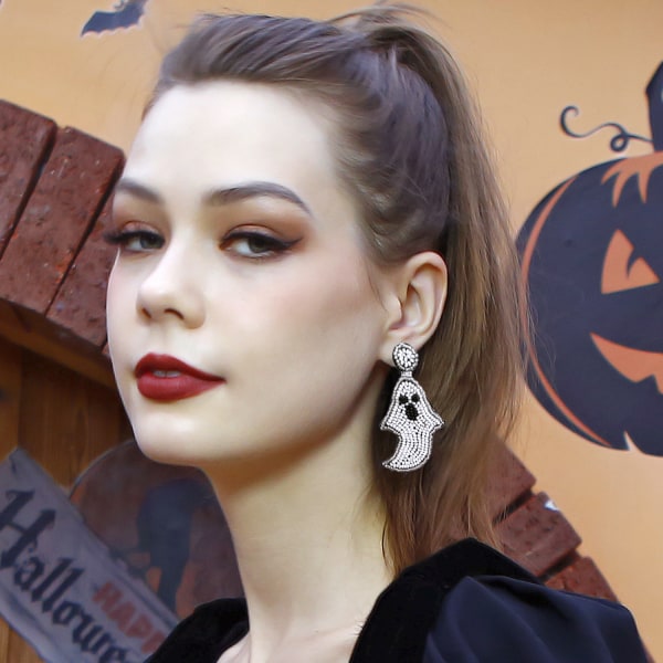 Halloween örhängen pärlor örhängen för kvinnor Pumpkin Spider Spook