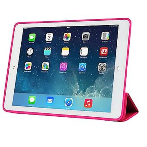 För Ipad Air 2  3-faldigt Naturligt Läderfodral  Magenta