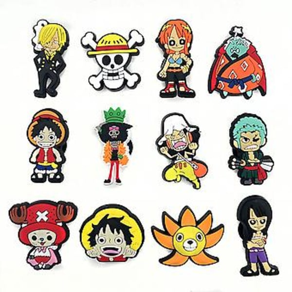 12 st/set Anime-skocharm Smycken One Piece Skocharm för DIY Croc Clog Sandaler Armband Armband Dekoration Tillbehör ( )