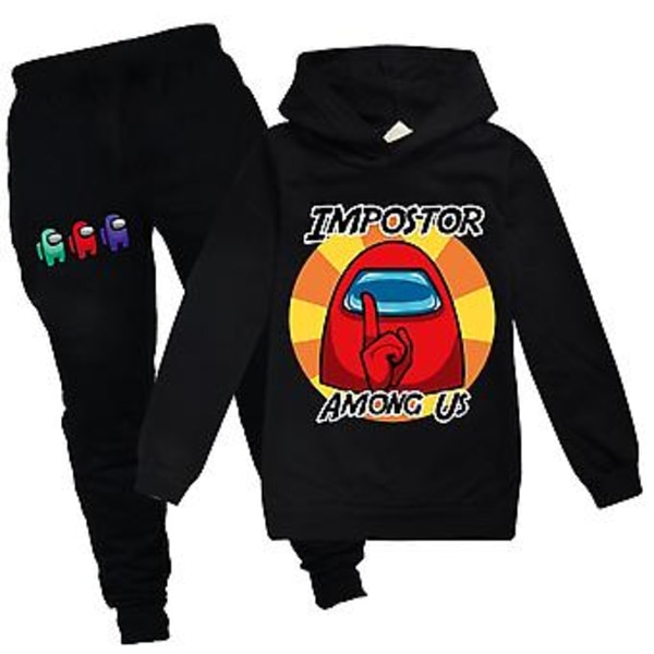 Among Us Unisex Barn Sport Hoodie med Huva Joggingbyxor Byxa Outfit Kläder Set (11-12 År)