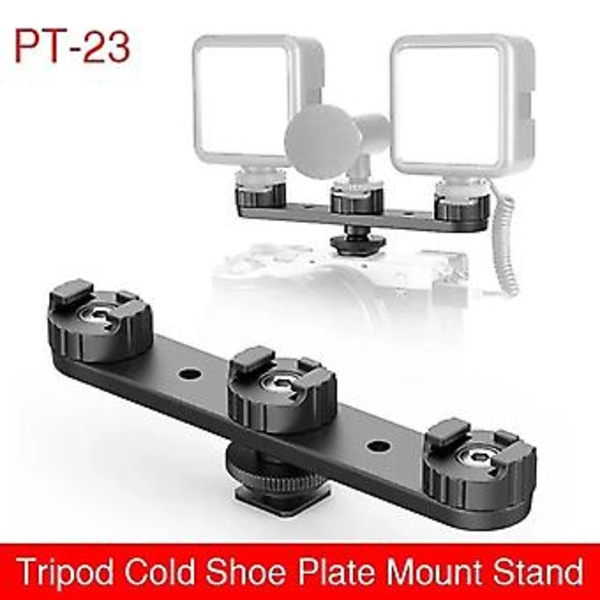 För Ulanzi PT-23 Triple Cold Shoe Bracket Mount Holder Nikon Canon Sony DSLR SLR Kamera Monitor Mount Smartphone Vlog Bracket