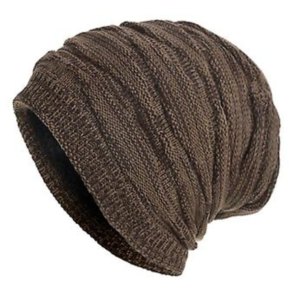 Unisex Vinter Slouch Beanie Hatt Stickad Ull Sport Casual Snökepsar Huvudbonader (Khaki)