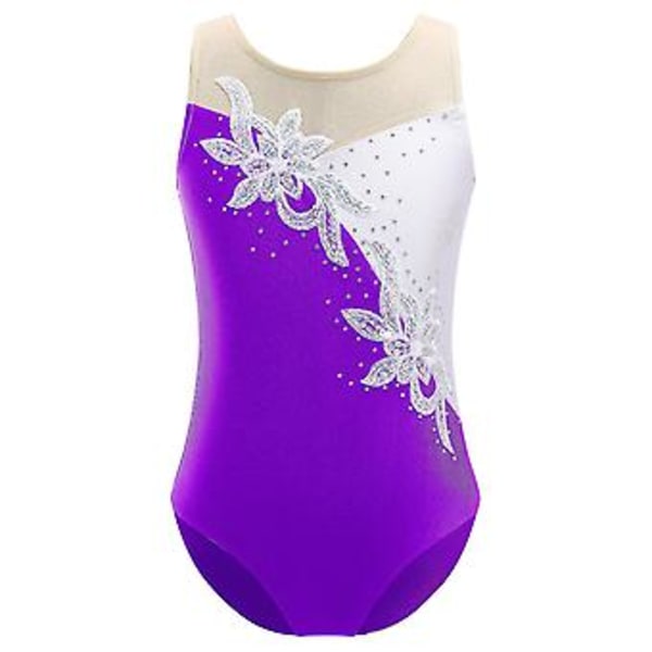 Barnflickor Rhinestone Paljetter Gymnastik Leotard Balett Dans Bodysuit Scenframträdande Dans Jumpsuit 10 Röd